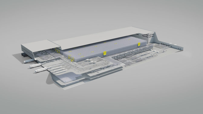 Groß angelegtes Distributionszentrum für Hängeware